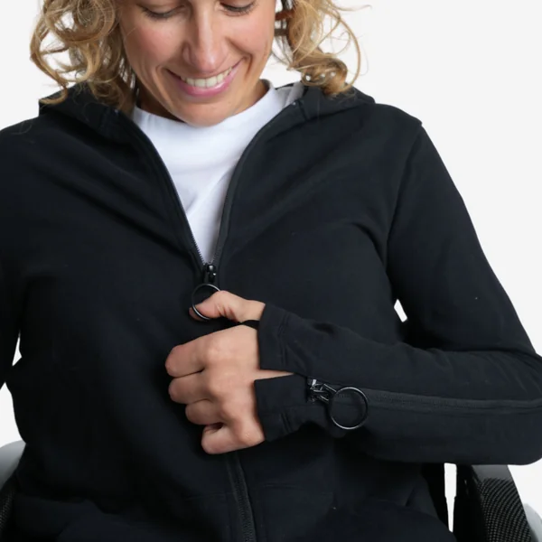 Sweat zippé femme facile à enfiler - noir