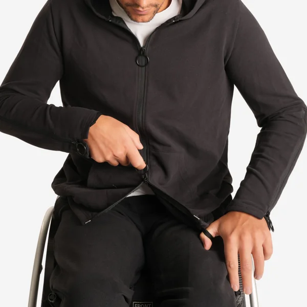 Sweat zippé homme facile à enfiler - noir