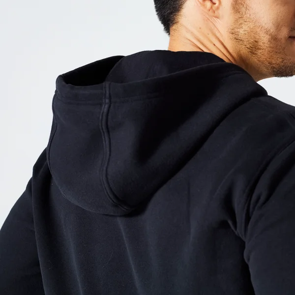 Sweat zippé à capuche de fitness en molleton homme, noir