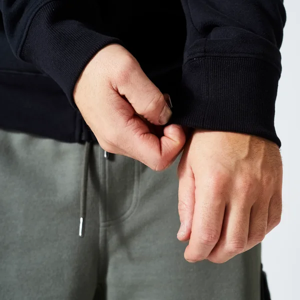 Sweat zippé à capuche de fitness en molleton homme, noir