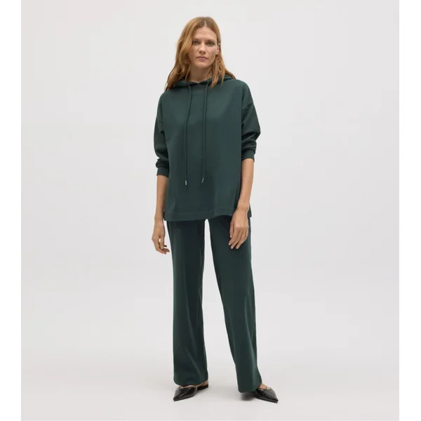 Sweat à capuche et manches longues Vert Pin femme