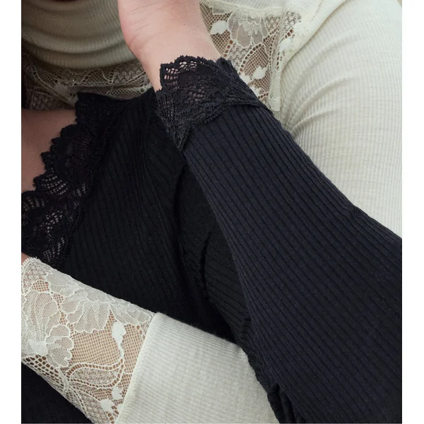 T shirt manches longues Silky Wool Joy Noir