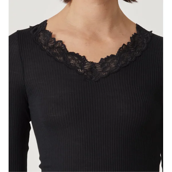 T shirt manches longues Silky Wool Joy Noir