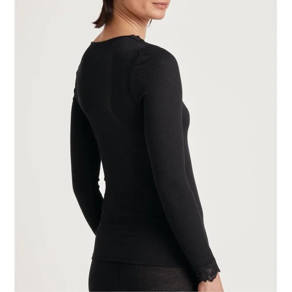 T shirt manches longues Silky Wool Joy Noir