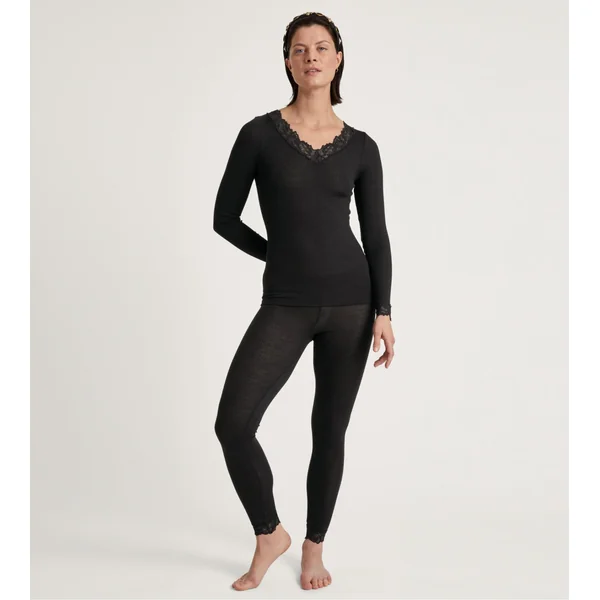 T shirt manches longues Silky Wool Joy Noir