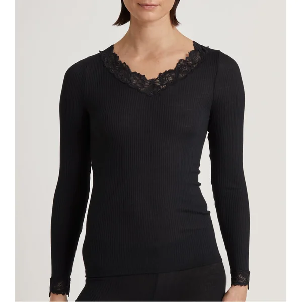 T shirt manches longues Silky Wool Joy Noir