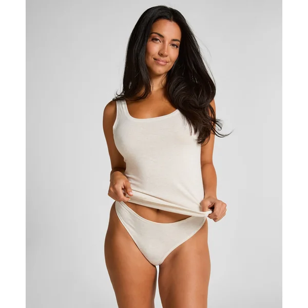 Tanga en coton doux - Beige