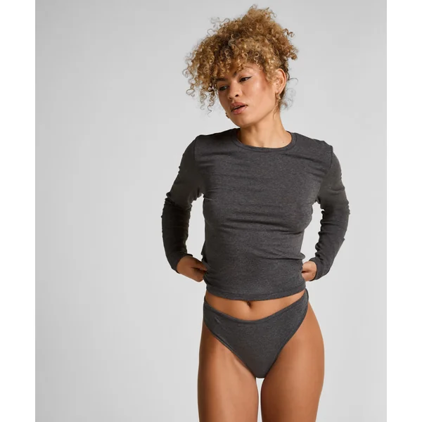 Tanga en coton doux - Gris