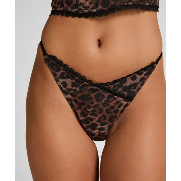 Tanga Highleg Ella Imprimé Léopard - Marron