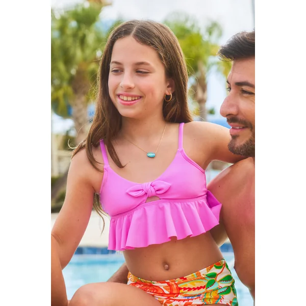 Tankini enfant réversible taille haute