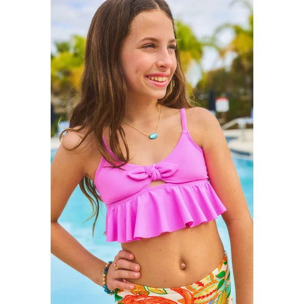 Tankini enfant réversible taille haute