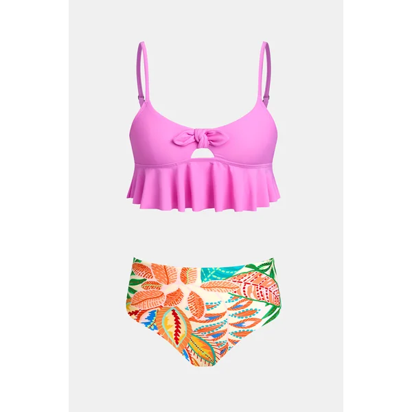 Tankini enfant réversible taille haute