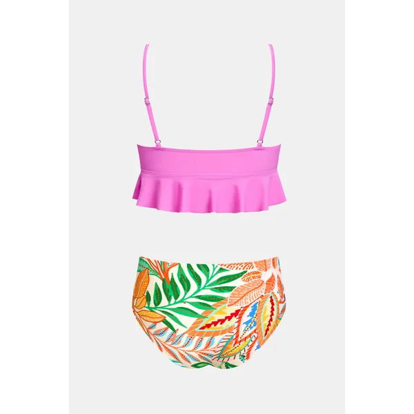 Tankini enfant réversible taille haute