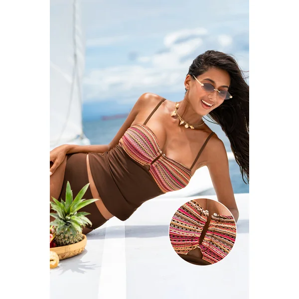 Tankini marron fil en U