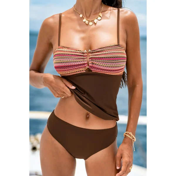 Tankini marron fil en U