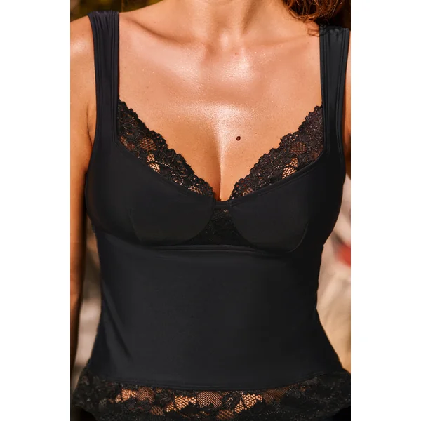 Tankini noir bretelles ajustables