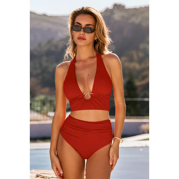 Tankini rouge bretelles licou
