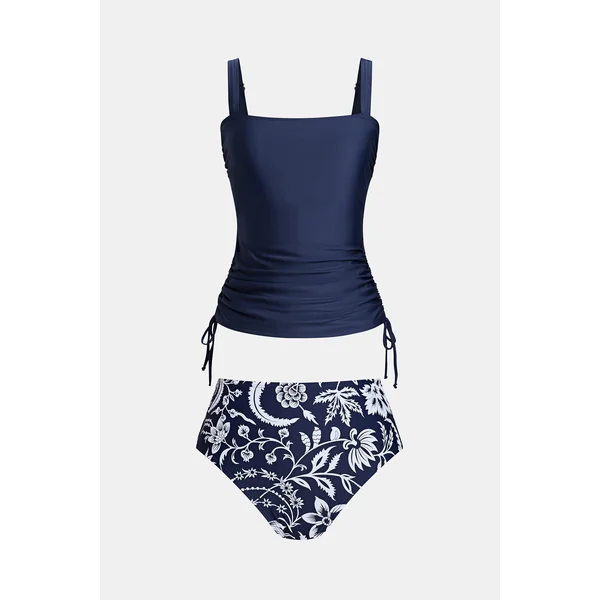 Tankini ruché bleu et bas