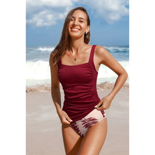 Tankini tropical col carré bas taille standard
