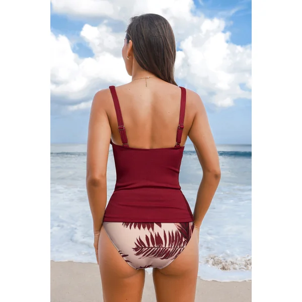 Tankini tropical col carré bas taille standard