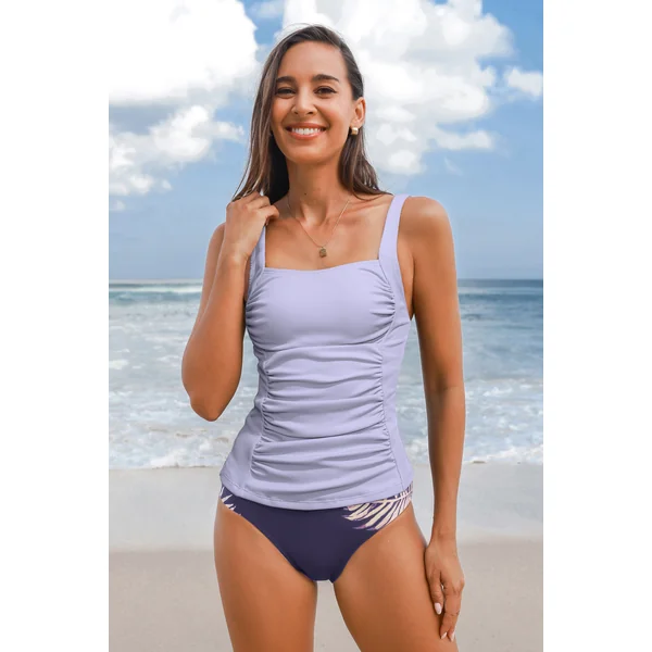 Tankini tropical col carré bretelles ajustables