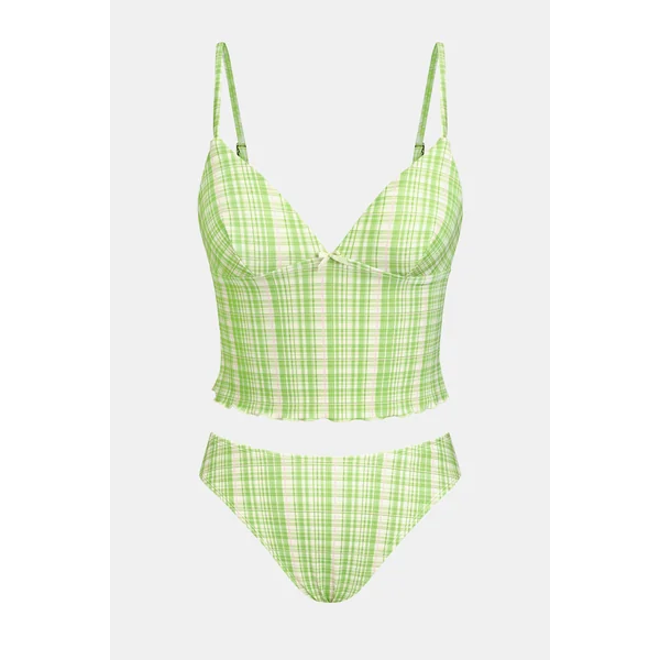 Tankini à carreaux col V