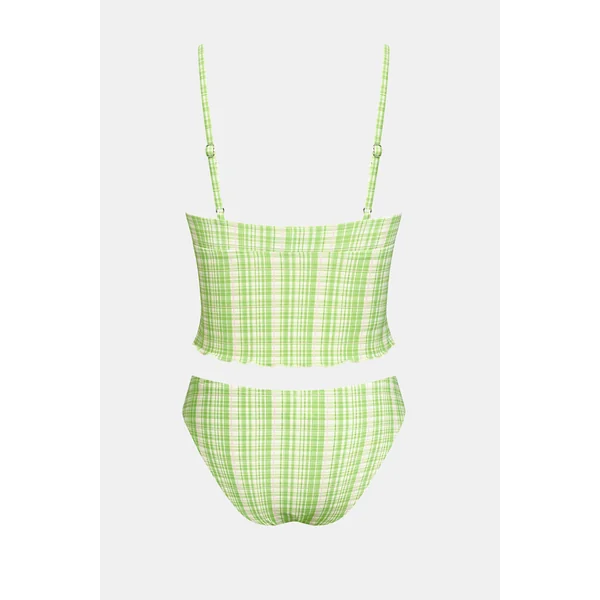 Tankini à carreaux col V