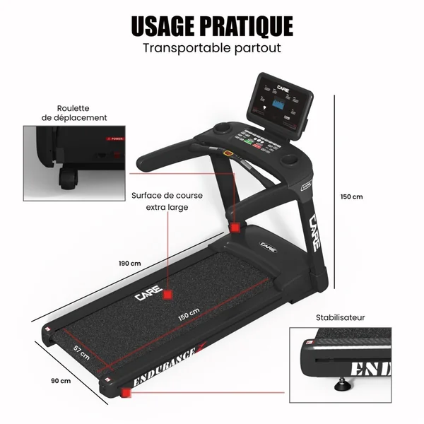 Tapis de course Endurance 22Km/H 150*57 Advanced Care Fitness