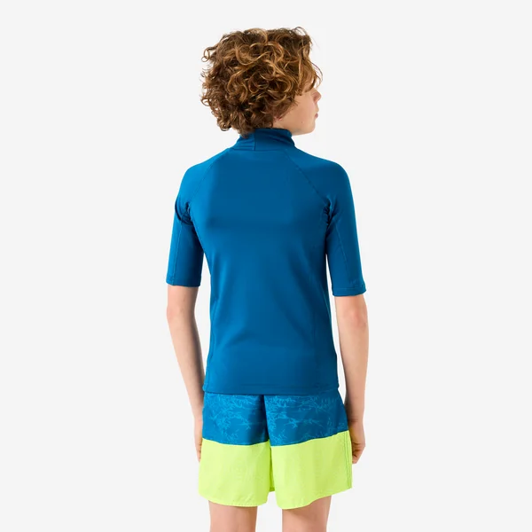 Tee shirt polaire manches courtes enfant bleu