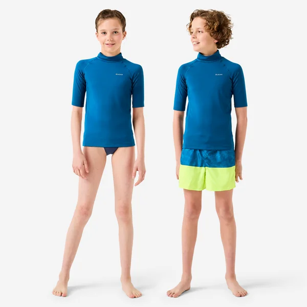 Tee shirt polaire manches courtes enfant bleu