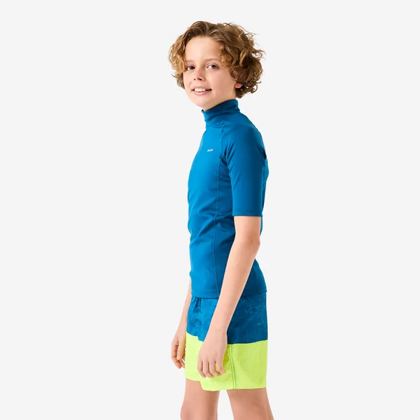 Tee shirt polaire manches courtes enfant bleu