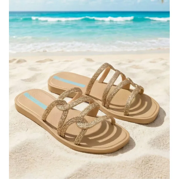 Tongs femme beiges Solar Flow Slide