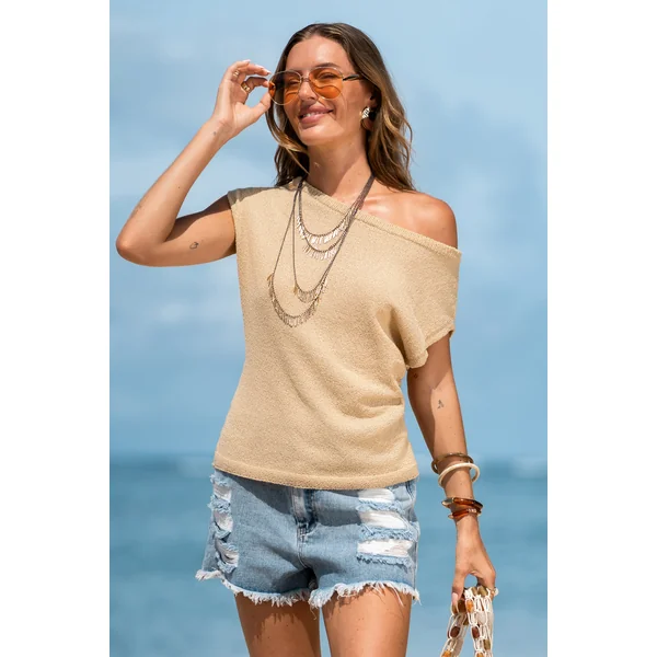 Top beige à l’allure naturelle