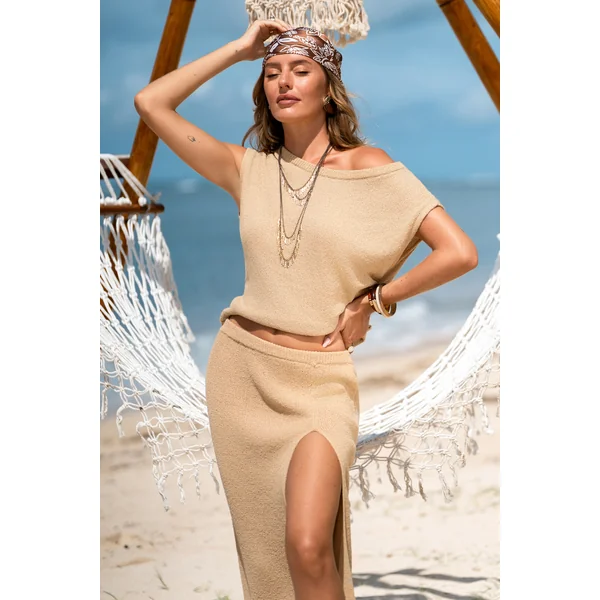 Top beige à l’allure naturelle