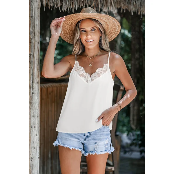 Top blanc ganiture en dentelle