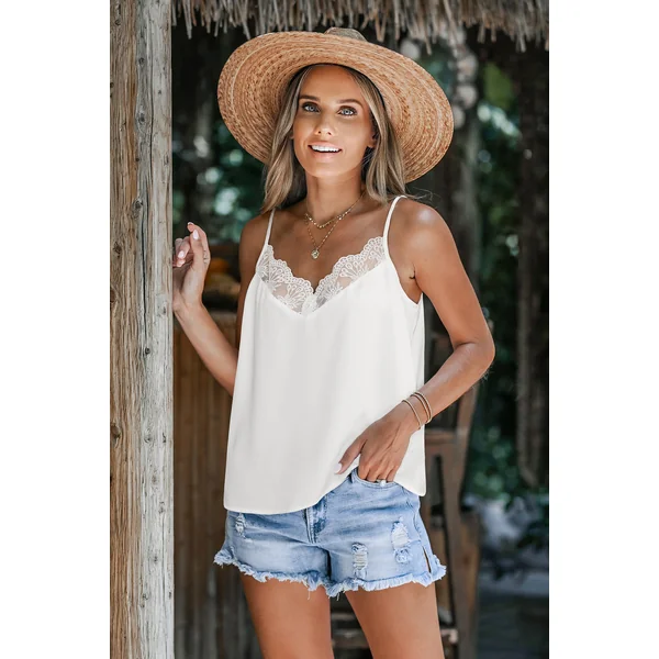 Top blanc ganiture en dentelle
