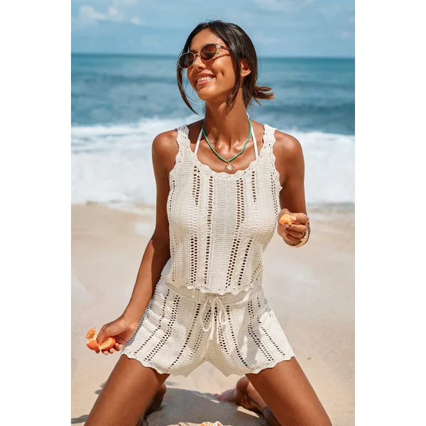 Top cover up beige léger et naturel