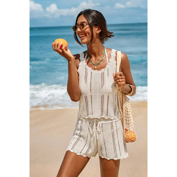 Top cover up beige léger et naturel