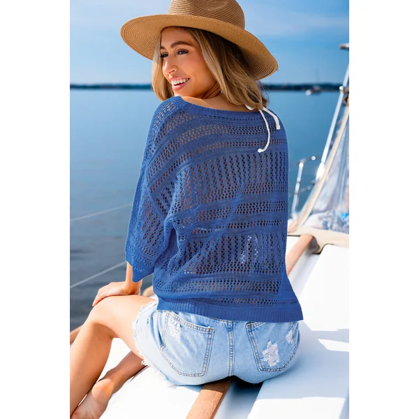 Top cover up bleu col scoop