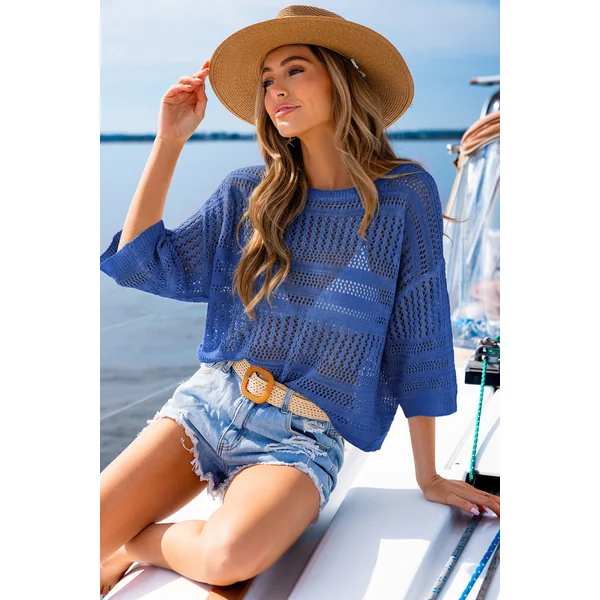 Top cover up bleu col scoop