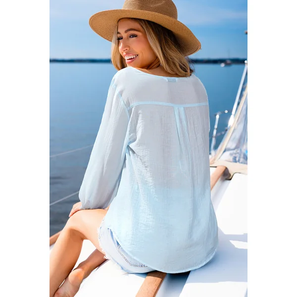 Top cover up bleu col V