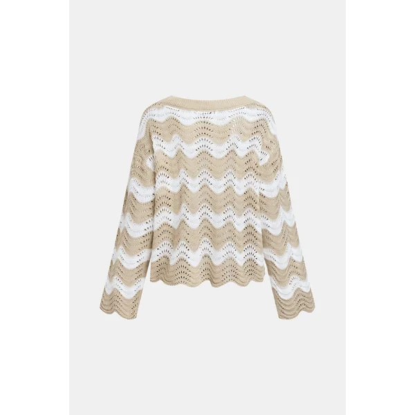 Top cover up col rond manches longues