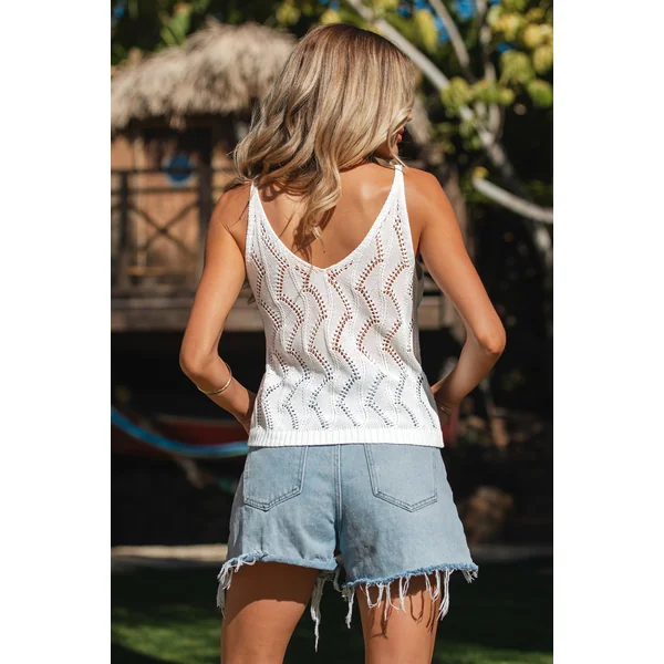 Top cover up en tricot col V sans manches