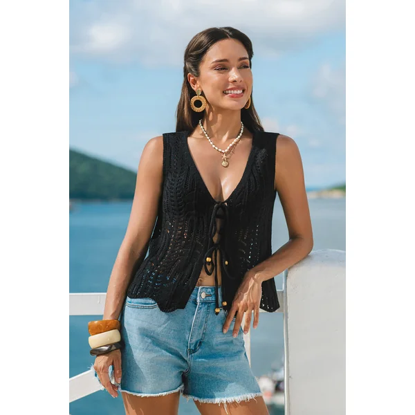 Top cover up noir sana manches