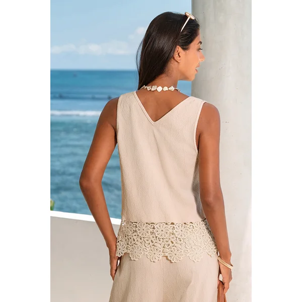 Top de plage beige