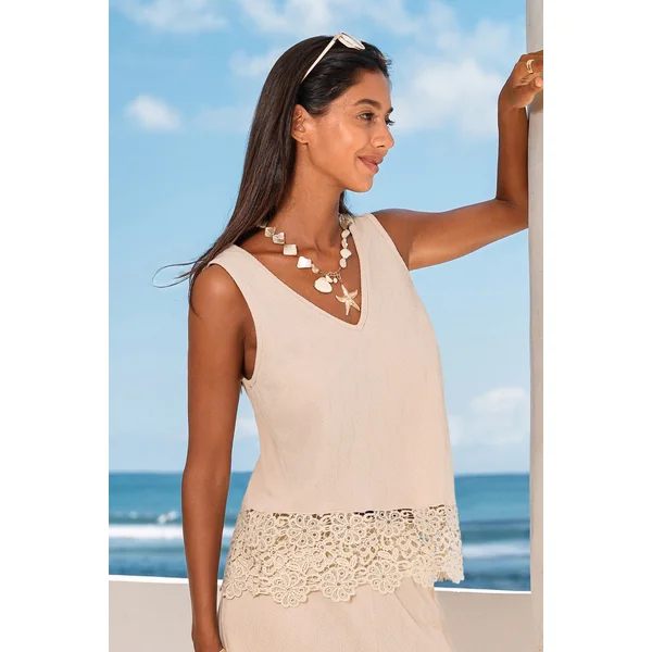 Top de plage beige
