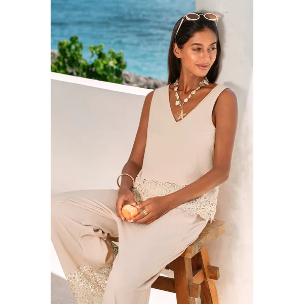 Top de plage beige