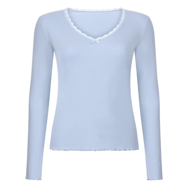 Top en jersey côtelé - Bleu