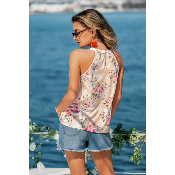 Top fleuri col rond