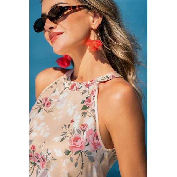 Top fleuri col rond